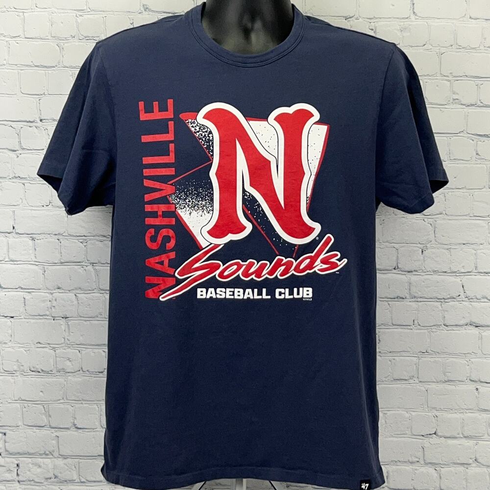 Nashville Sounds Baseball Club T Shirt L Large Blue MiLB 47 Brand Short Sleeve